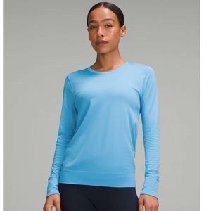 LULULEMON BLUE SWIFTLY RELAXED LONG SLEEVED TOP NWOT SIZE 6